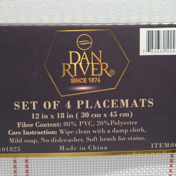 Dan River Set of 4 White Stripes Rectangular Placemats PVC Woven Table Mats - Picture 2 of 7